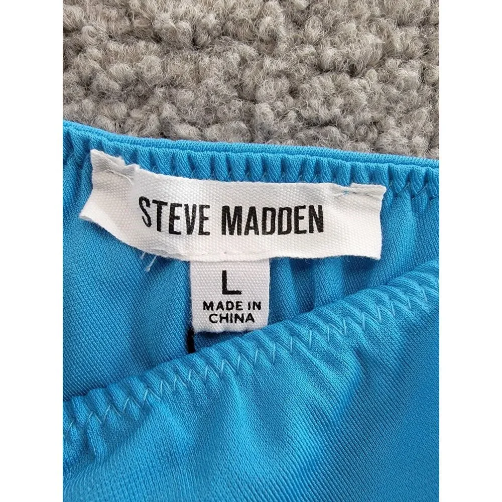 Steve Madden Ayana Dress Women's L Atlantic Blue One Shoulder Neckline Pull On~ - Picture 7 of 14